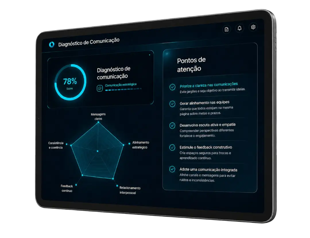 Diagnóstico de comunicação em tablet